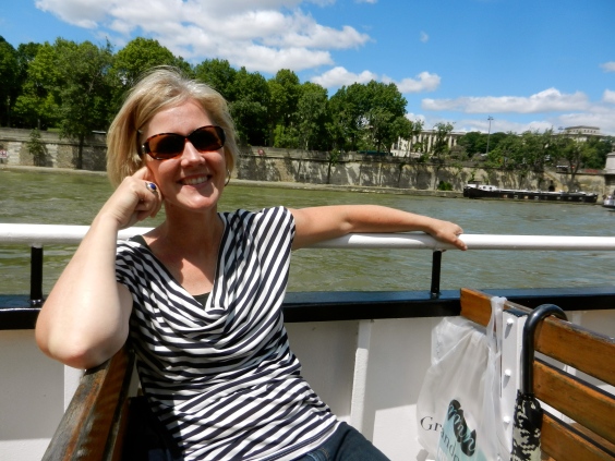 Enjoying a boat ride on the Seine