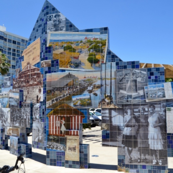 Great display retelling the history of Coronado Island featuring historical photographs on tile